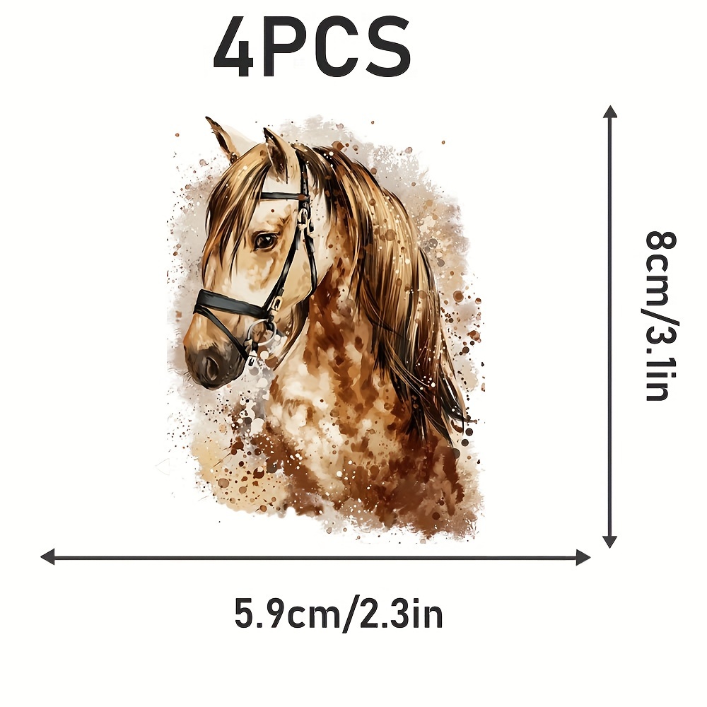 4pcs Horse Animal Uv Dtf Cup Wrap Transfer Stickers Resistant Decal For Coffee Cup Mug Diy Crafts Supplies