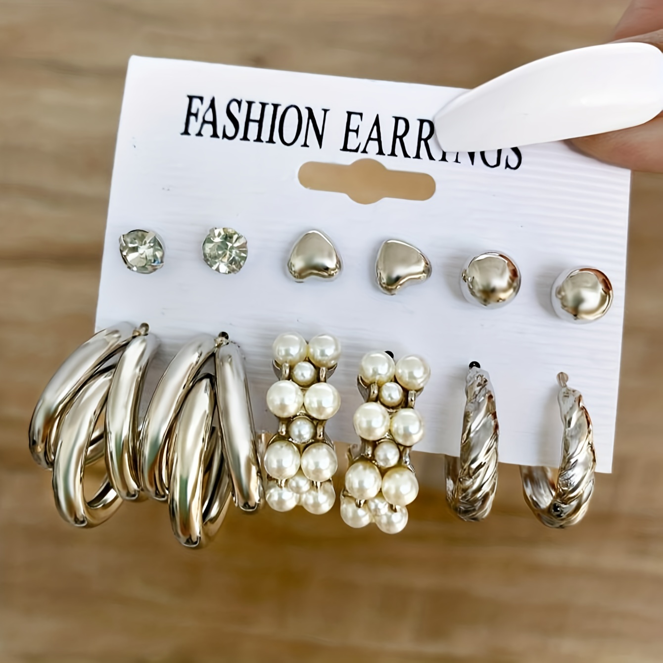 Rhinestone Love Silver Hoops