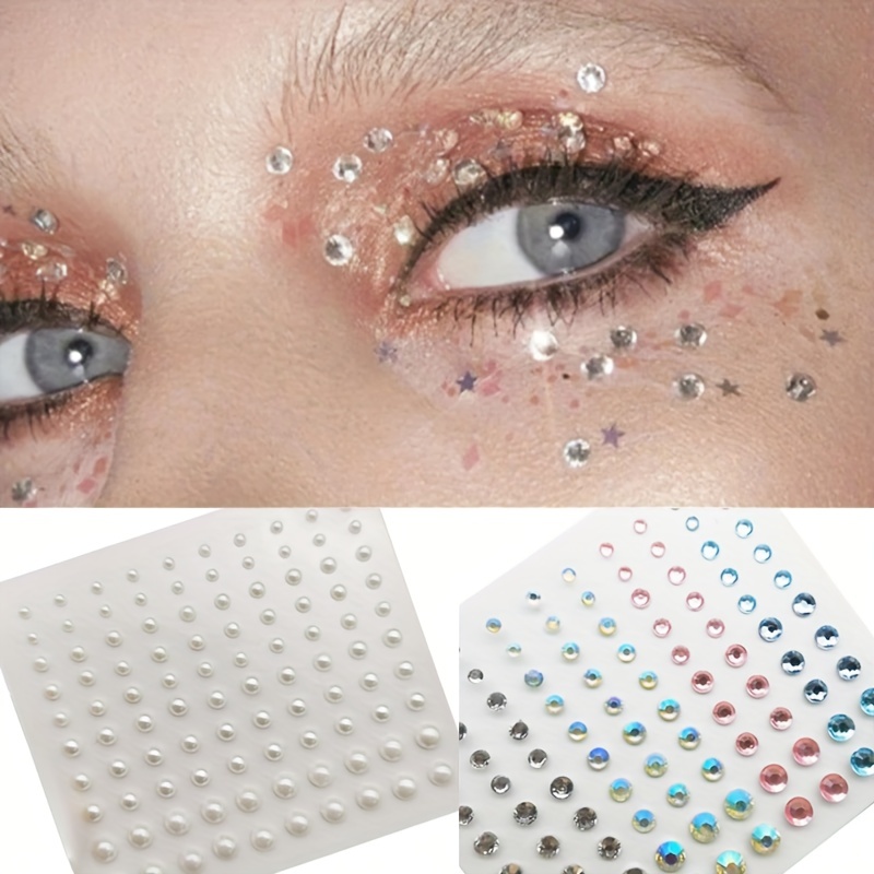 Self Adhesive Rhinestone Faux Pearls For Makeup Face - Temu Italy