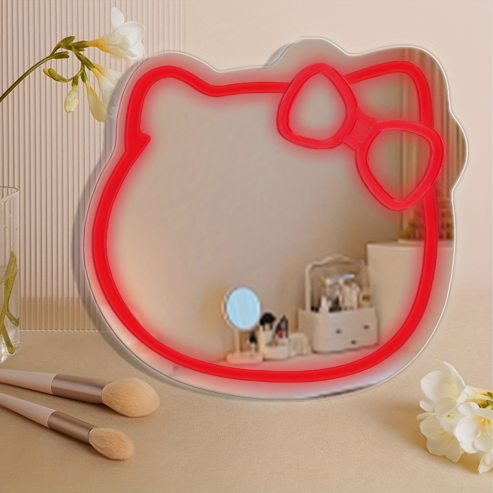 1pc Cat Led Neon Sign Mirror Light Specchio Decorativo Neon - Temu Italy