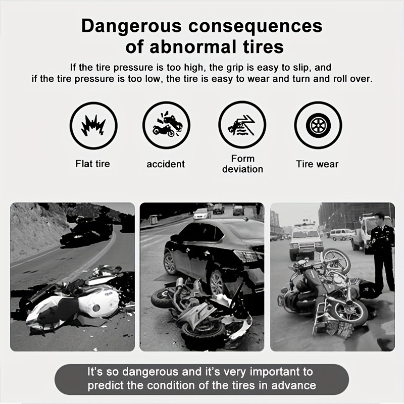 【2 Pcs】Motorcycle Tire Pressure Sensor, M3-WF Wireless TPMS Sensor  Motorcycle Tire Pressure Monitoring System