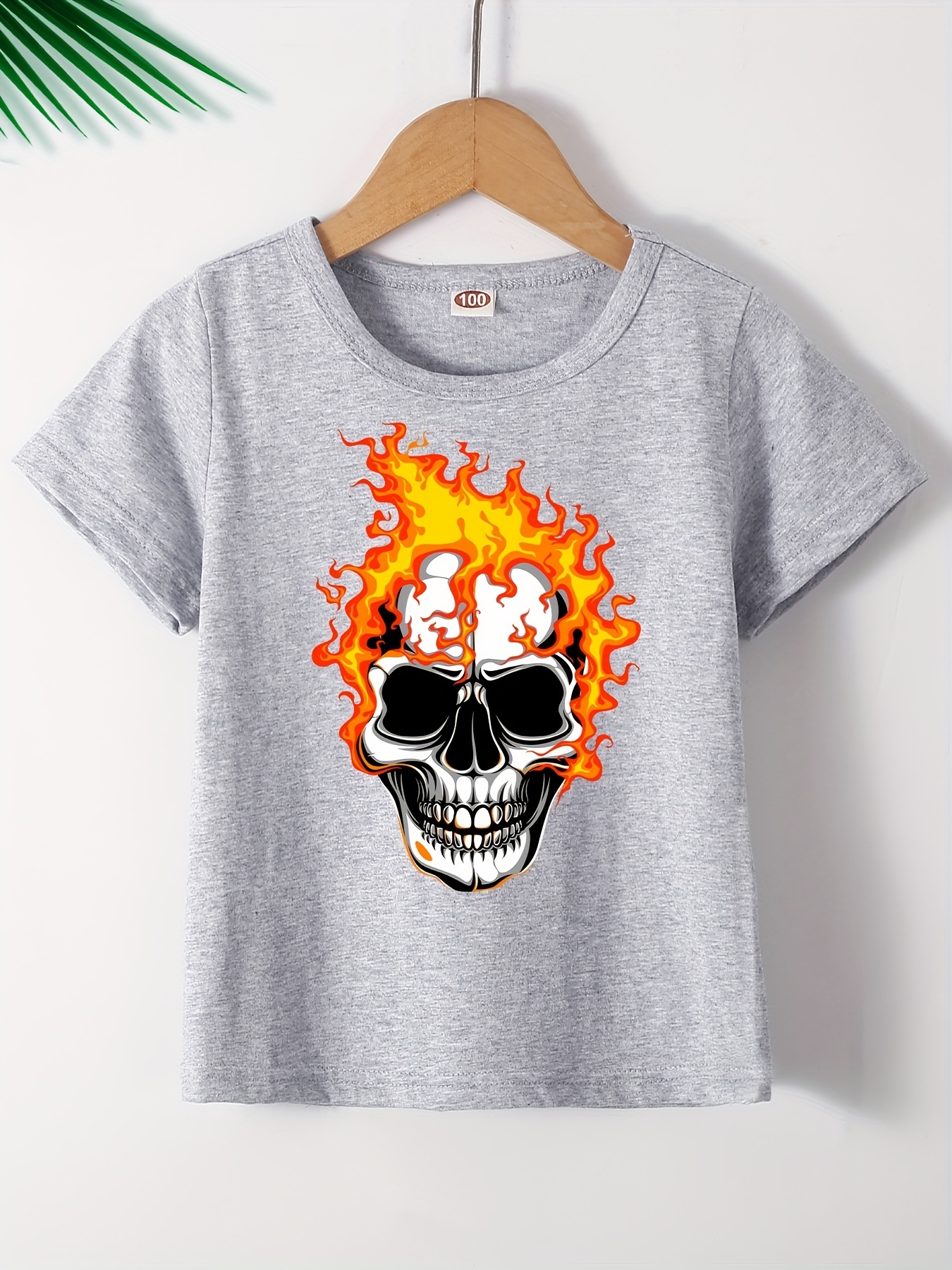 Flaming Skull printed T-shirt