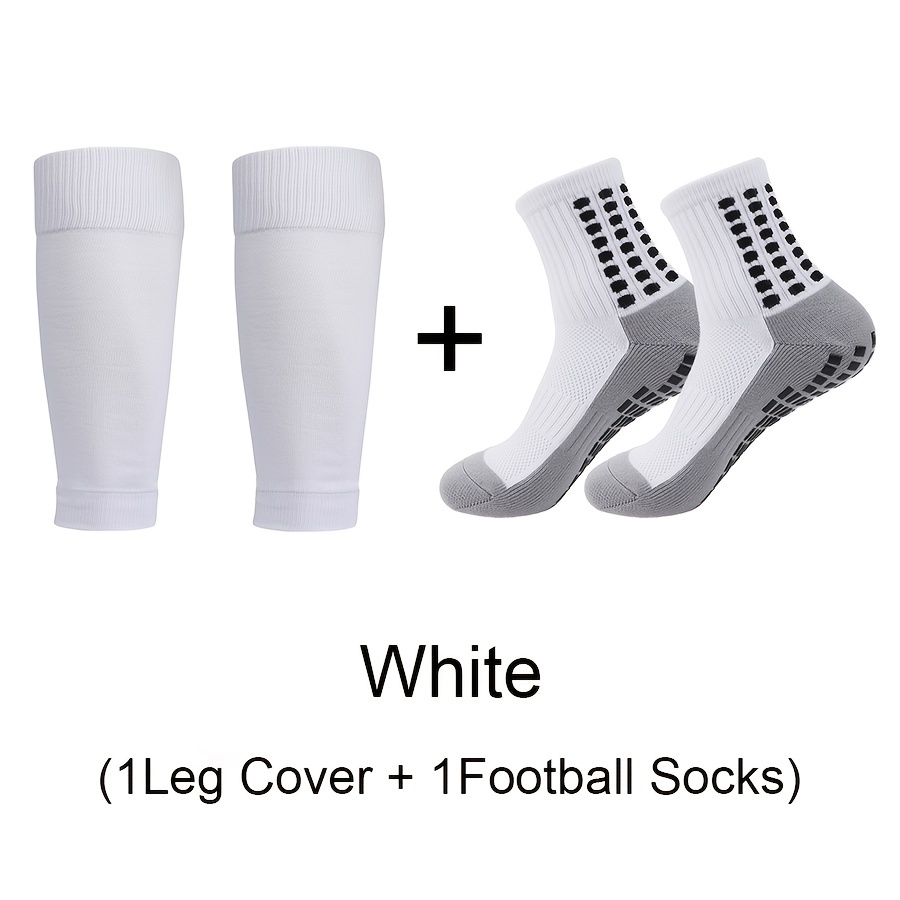 1set Anti-slip Soccer Socks With Leg Sleeves For Sports Field