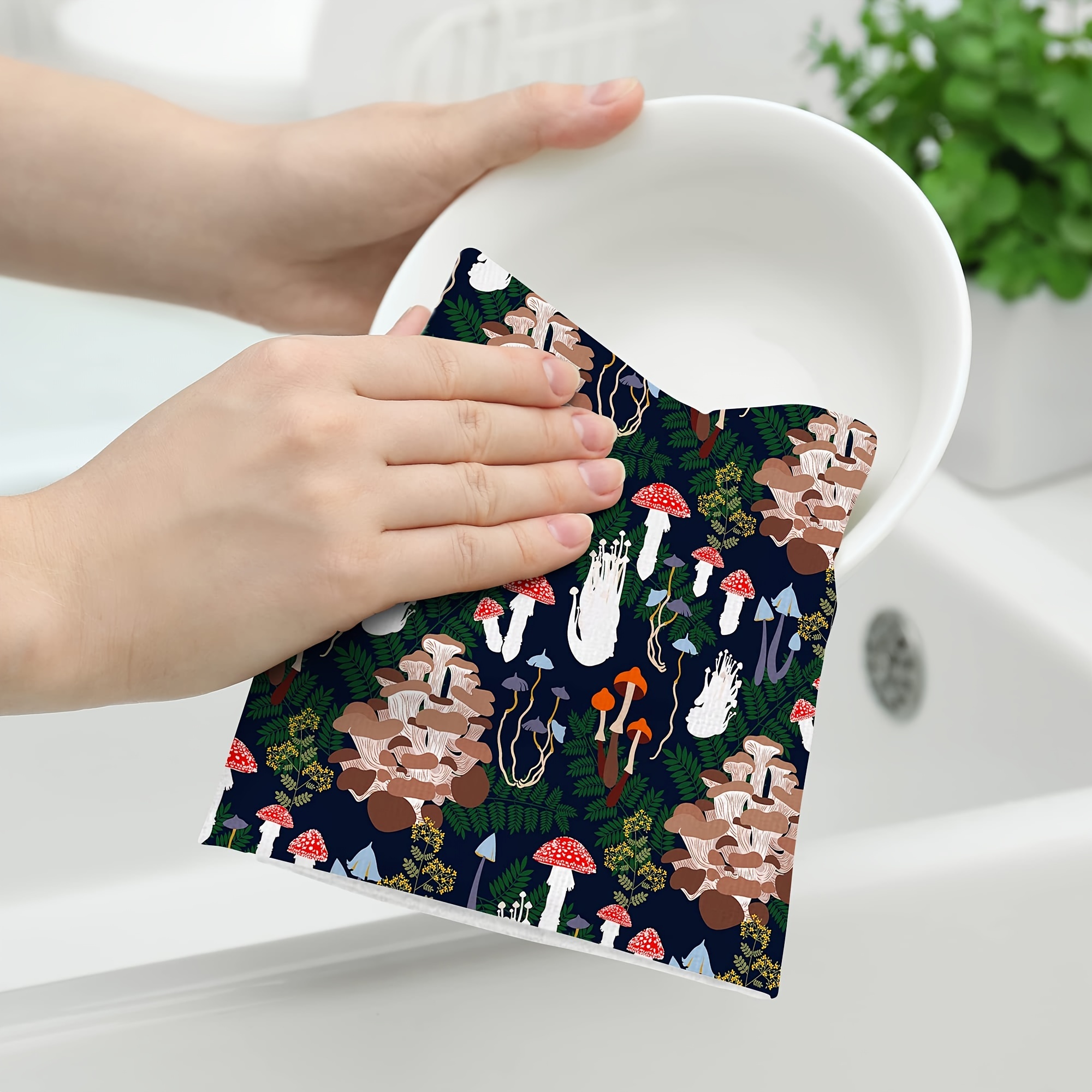 Hand Towels Cute Mushroom Small Fresh Style Dishcloth - Temu