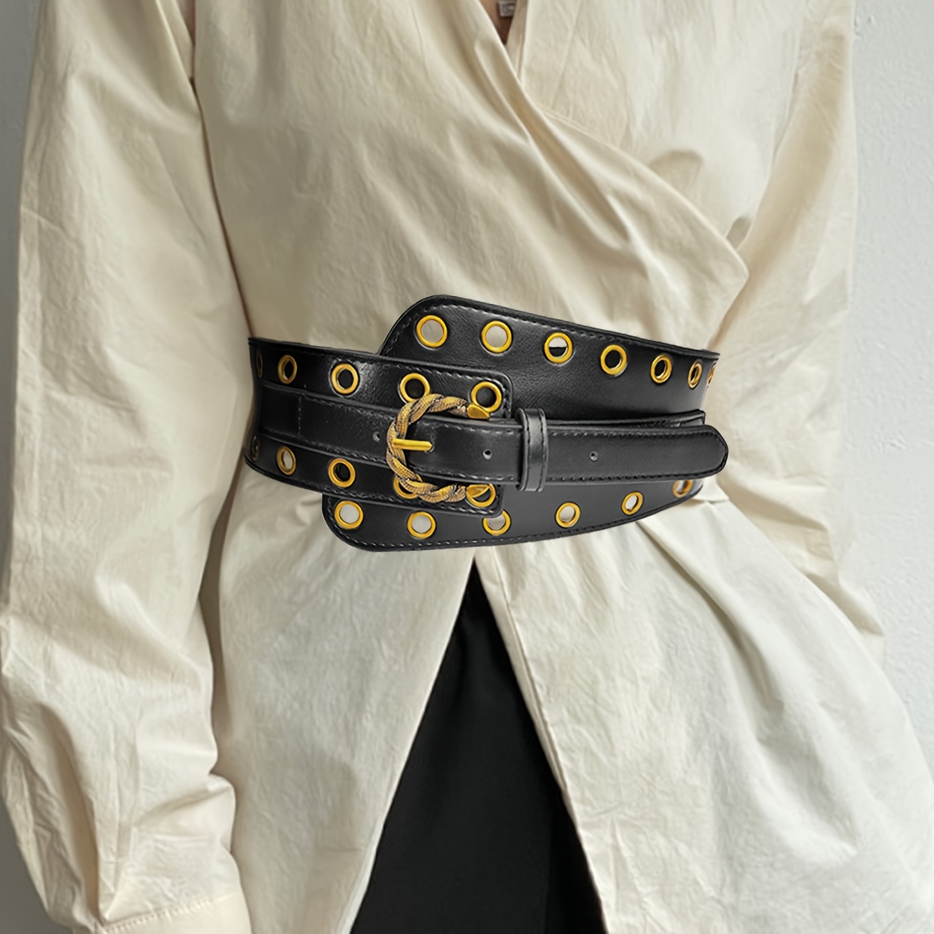 Wide Elastic Studded Belt Female Waist Gothic Plus Size Stretch Ladies Long  Belts For Women Corset Waistband