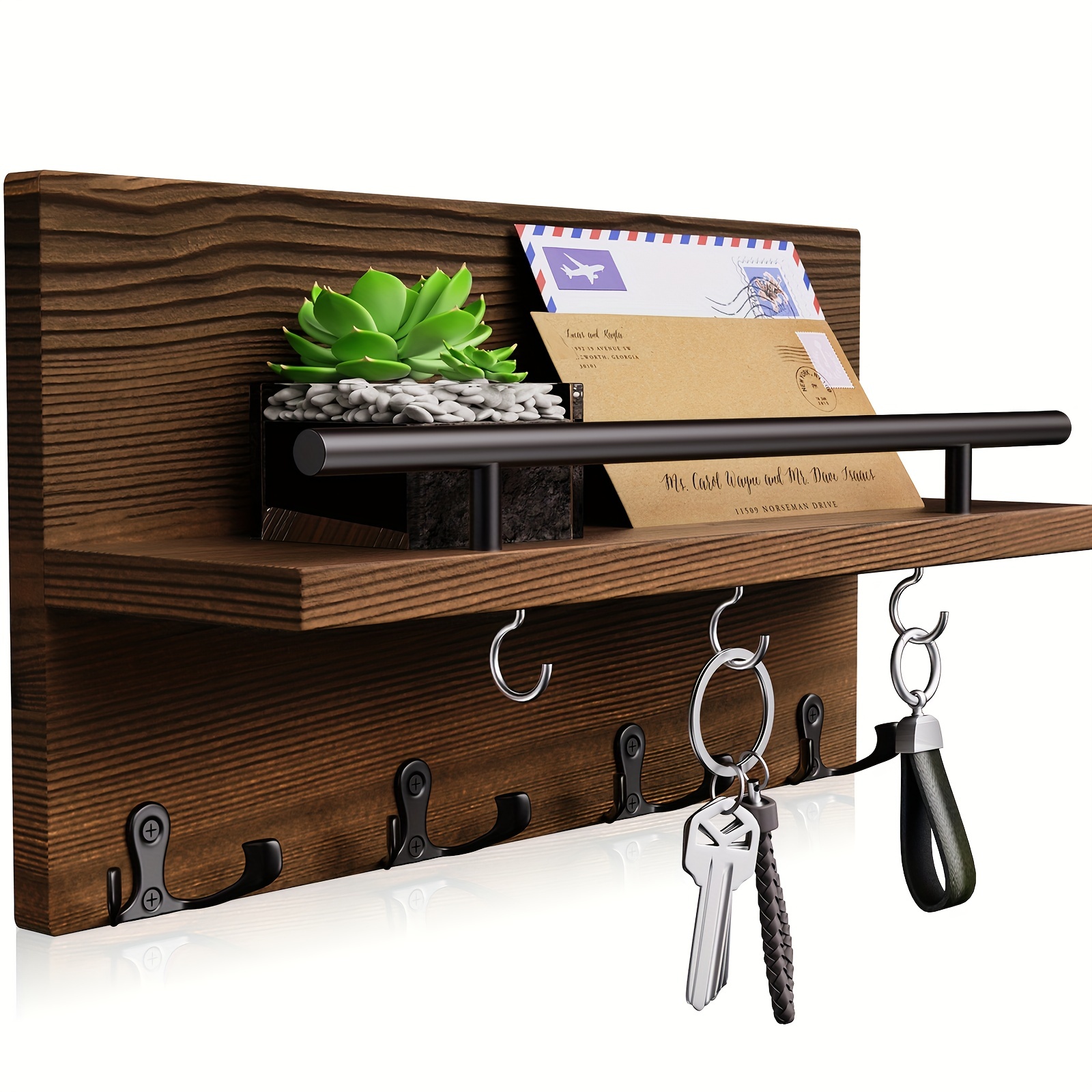 Caja decorativa para llaves de madera, llavero de granja, caja decorativa  para llaves de pared, soporte de pared, organizador de joyas montado en la