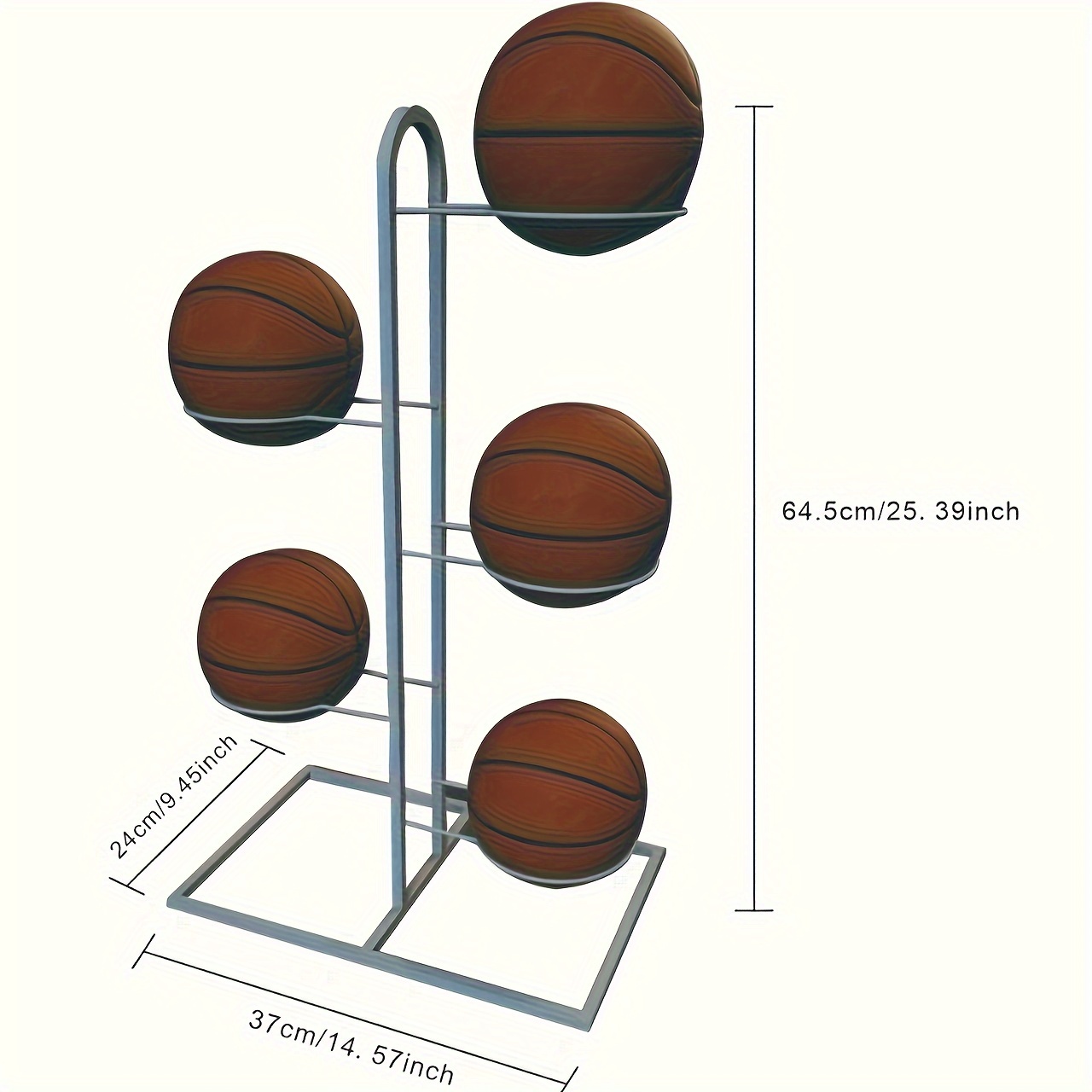 Support de stockage de pendule de volley-ball de football de basket-ball  Support de stockage de boule d'acier au carbone noir Organisateur  d'équipement de sport pour les sports d'intérieur 