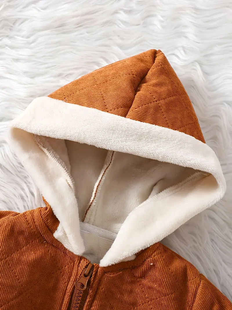 baby boys and girls overalls rhombus design fleece zip up hooded coat top two pieces set kids clothes autumn and winter details 6
