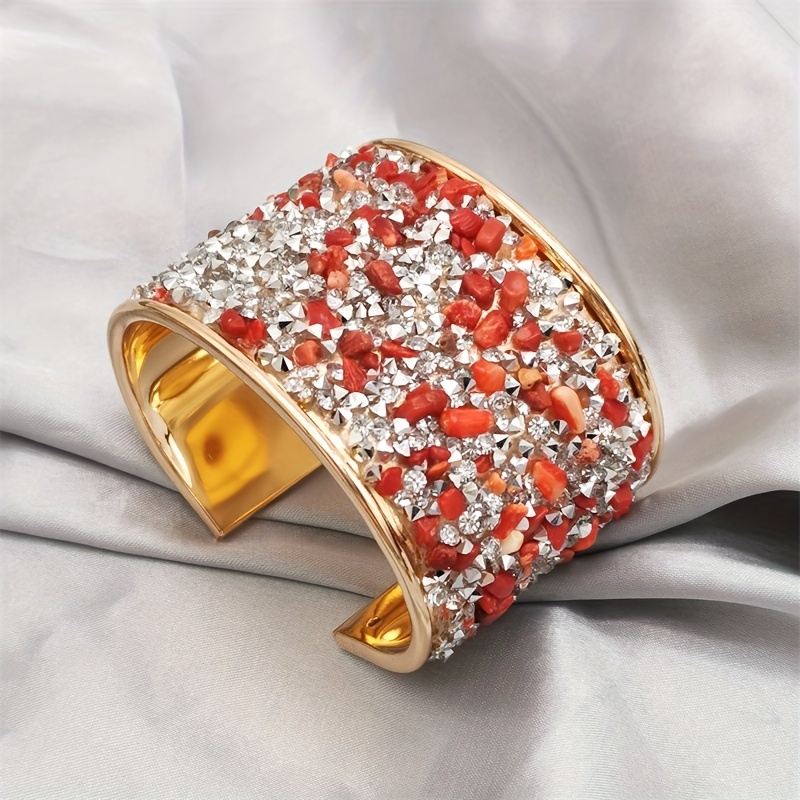 Rhinestone Decor Cuff Bangle