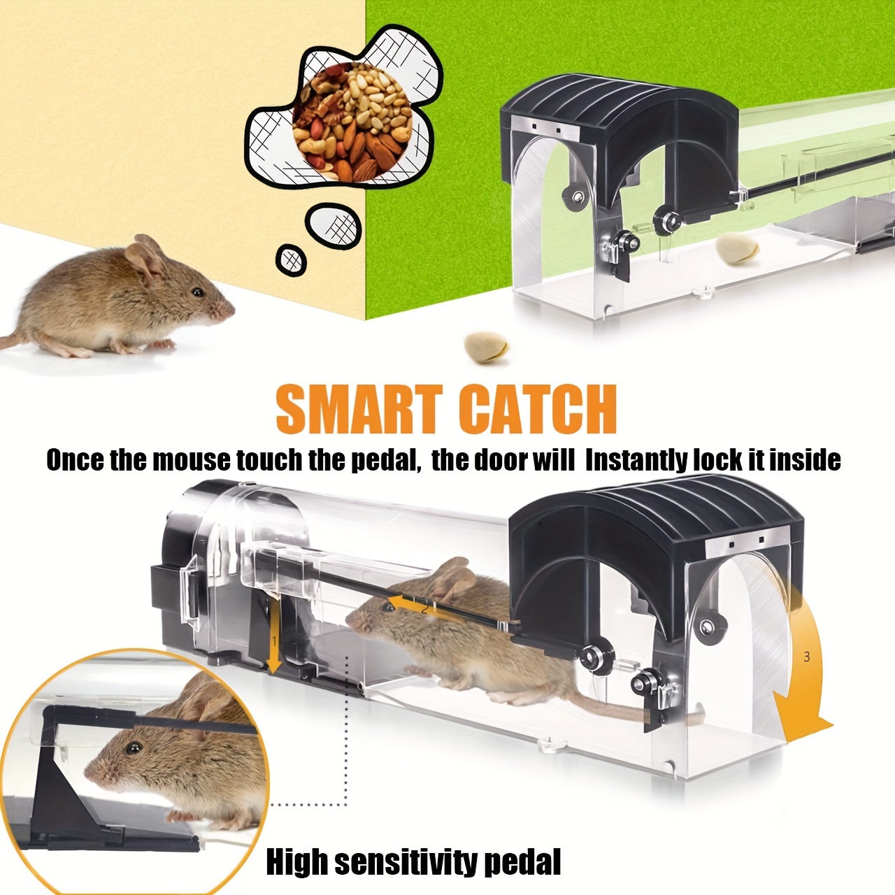 2pcs Humane Mouse Trap, Mousetrap Catcher, Catch And Release Mouse Traps  That Work, Mice Trap No Kill For Mice