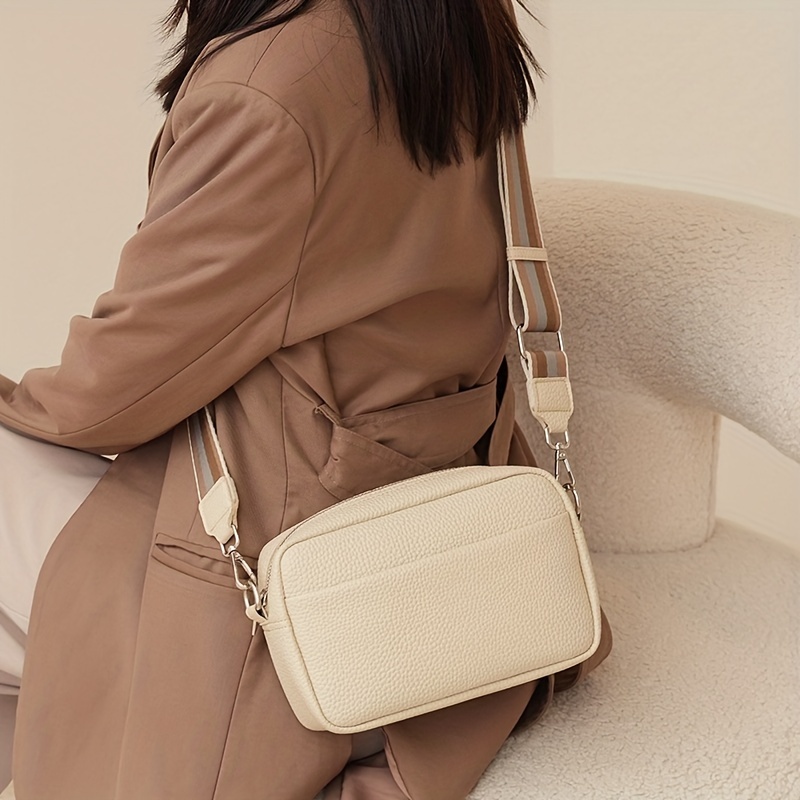Leather Purse Wide Strap, Women's Shoulder Bag