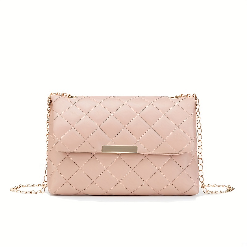 Quilted Square Bag Hot Pink Chain Strap