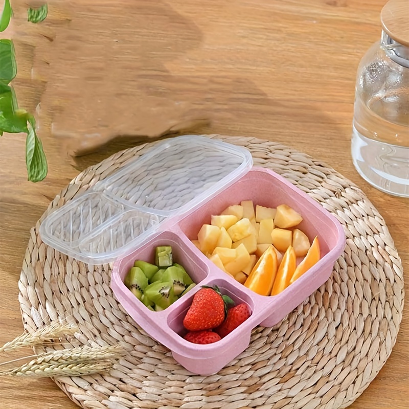 Multi-color Wheat Straw Bento Box Divided With Flip Top Lid