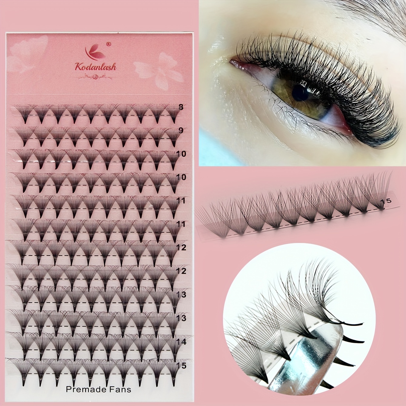 

Premade Fans Eyelash Extensions 20d Thickness 0.07 C/d Curling 8-15mm Mix Short Stem Pointy Base Premade Volume Lash Extensions (20d-c-0.07, 8-15mm Mix)