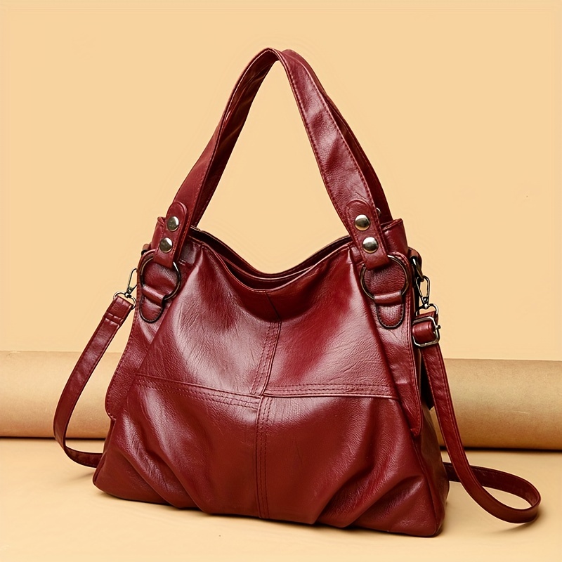 Zipper Closure PU Womens Casual Tote Handbag