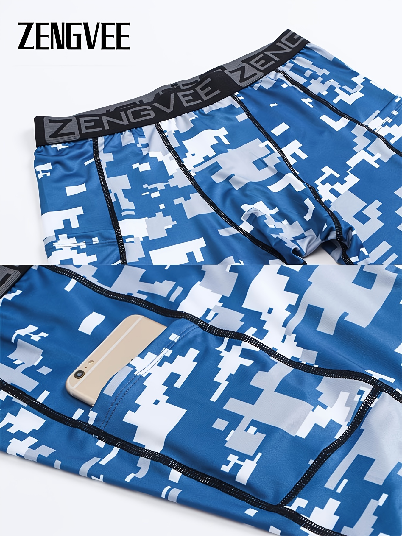 Men's Camo Compression Shorts Pocket Perfect Gym - Temu