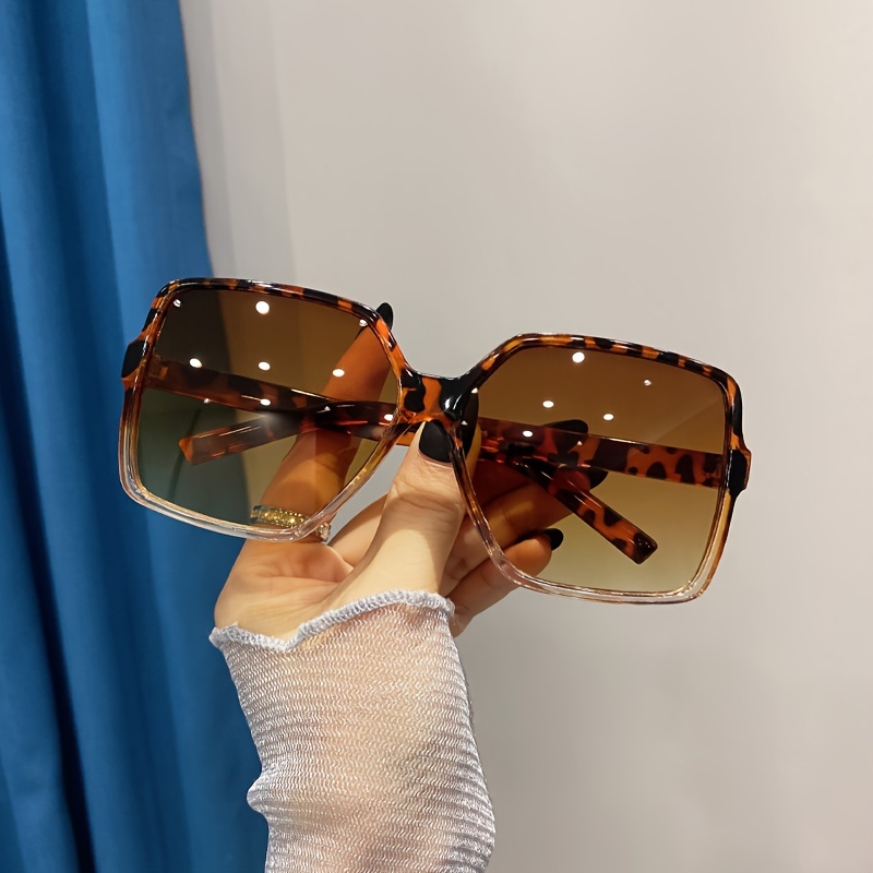 Oversized Square Sunglasses Women Big Large Frame Sun Glasses Vintage  Fashion Shades Uv Protectionblack Gradient Leopard Frame