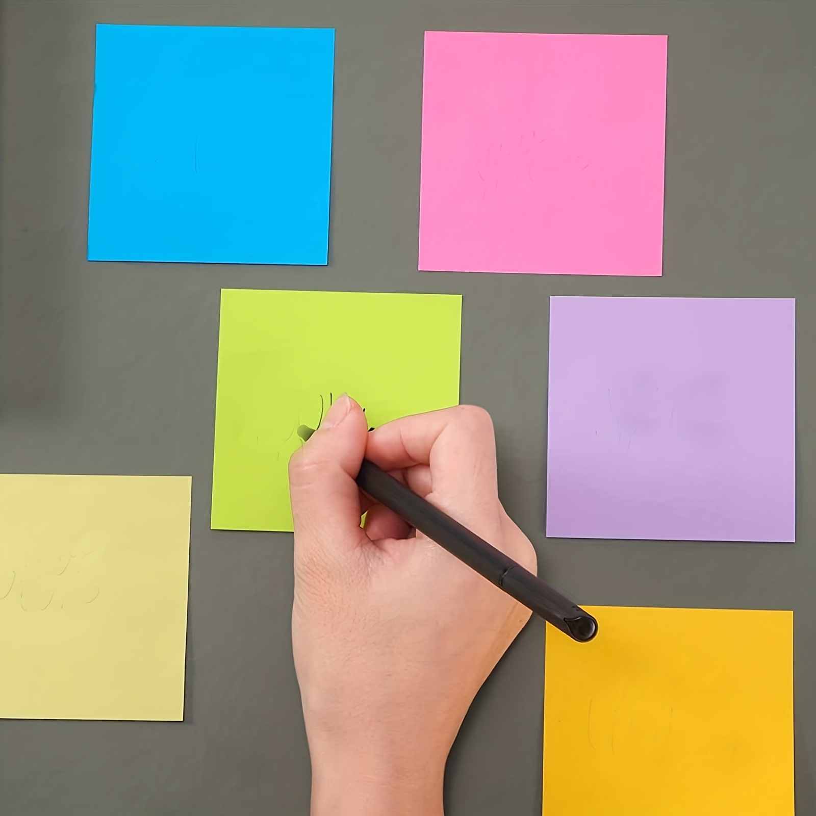 (6 Pack) Sticky Notes 3x3 in Bright Colored Super Self Sticky Pads - 100  Sheets/Pad - Easy to Post for School, Office Supplies, Desk Accessories