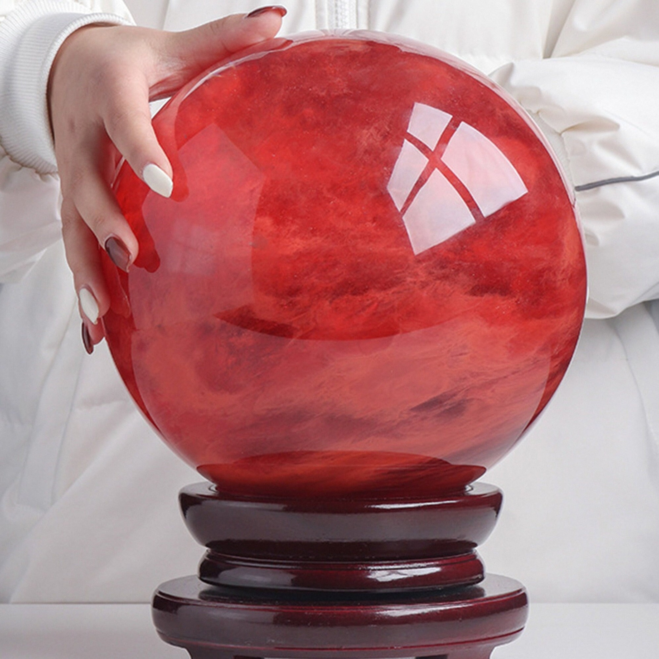 1pc 合成赤水晶球飾り、水晶球人工赤溶融石球、ホームデコレーション用 - Temu Japan