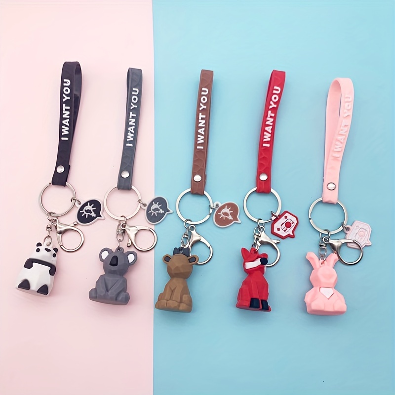 Geometric Resin Bulldog Keychain Bell Trinket Red Black Pendant Cute Bag  Phone PVC Lanyard Men Women Car Key Ring Couple Gift - AliExpress