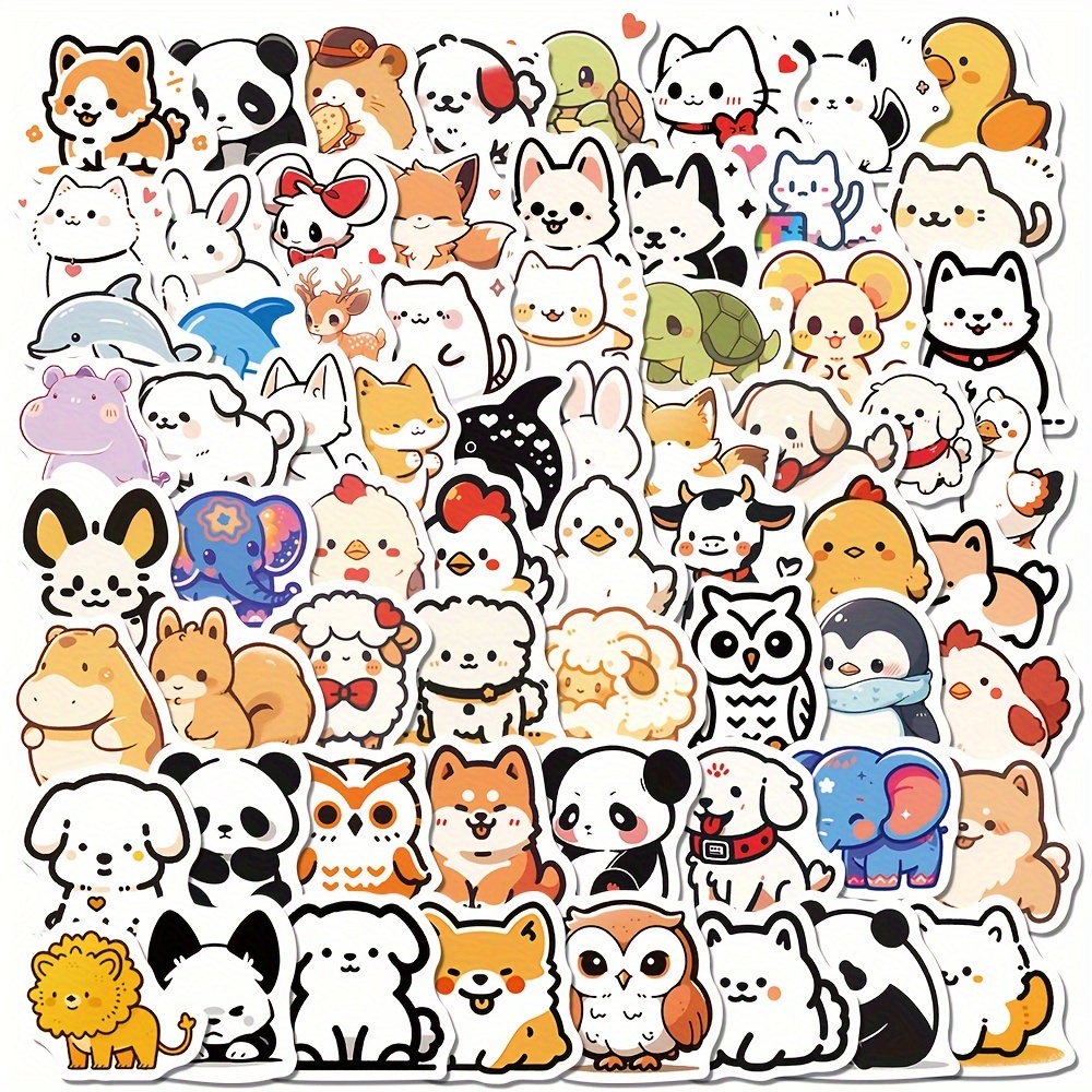 Cute Animal Doodle Stickers Perfect For Water Bottles - Temu