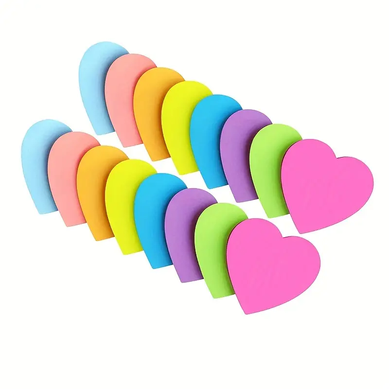 8 Pads Heart Sticky Notes Super Cute Bright Color Strong - Temu