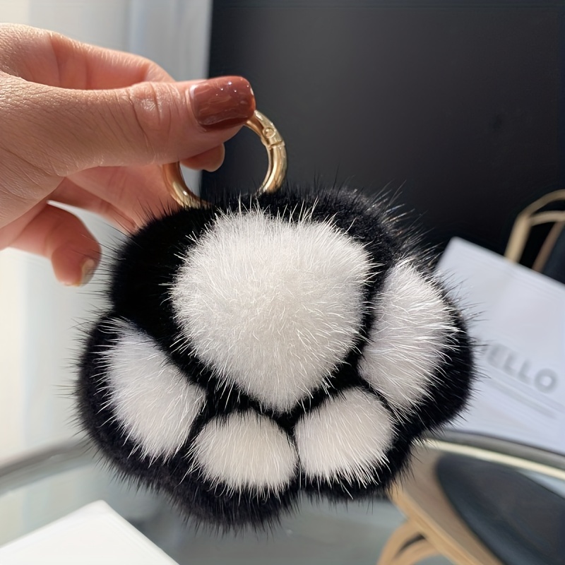 Cat Paw Plush Pendant Girl Heart Schoolbag Pendant Cute Cat Paw Keychain Pendant Girl Small Gift,Bag Accessories,Temu