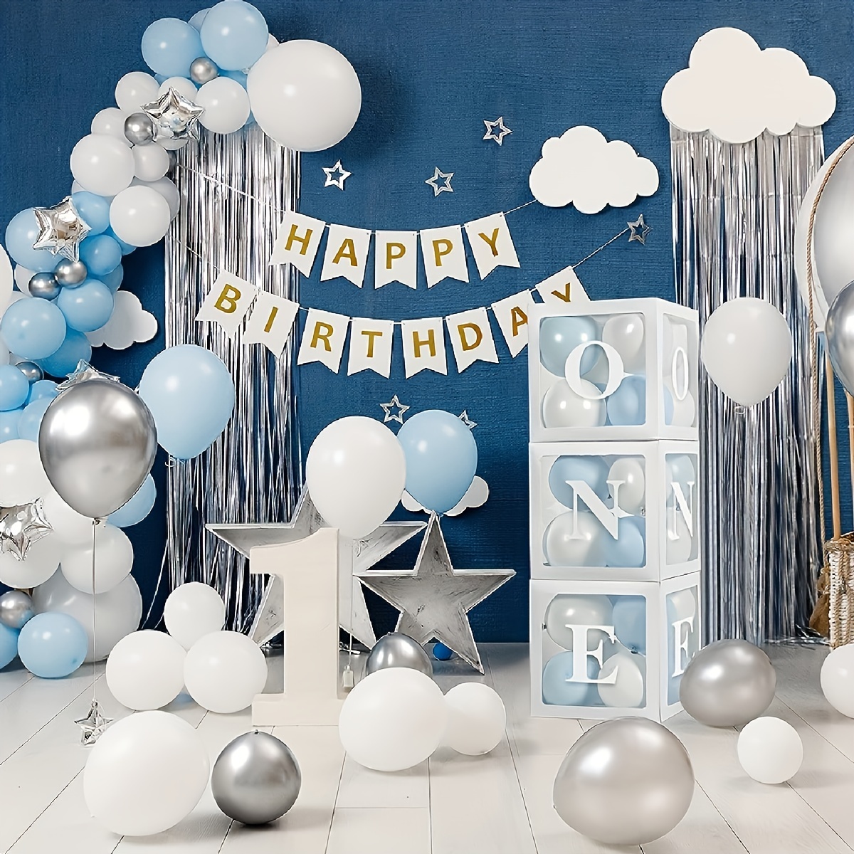 First Birthday Balloon 'one' Boxes For Baby Boy Girl With 26 10inch  Balloons Baby 1st Birthday Decoration Photoshoot Props Backdrop