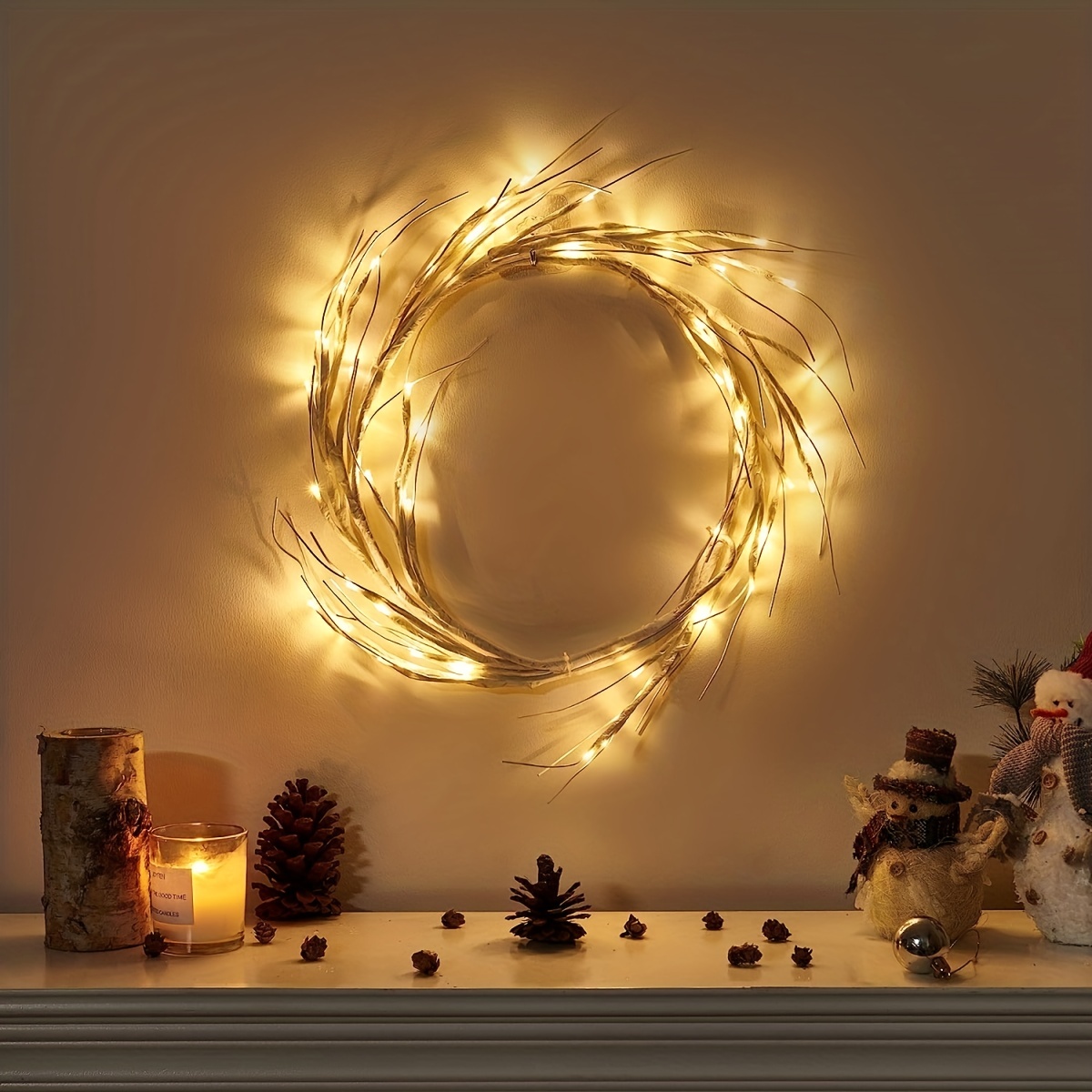 1pc birch garland lights 1 8m 5 9ft 48 led warm white fairy lights battery operated lights for mantel fireplace wall christmas decoration not included batteries details 5