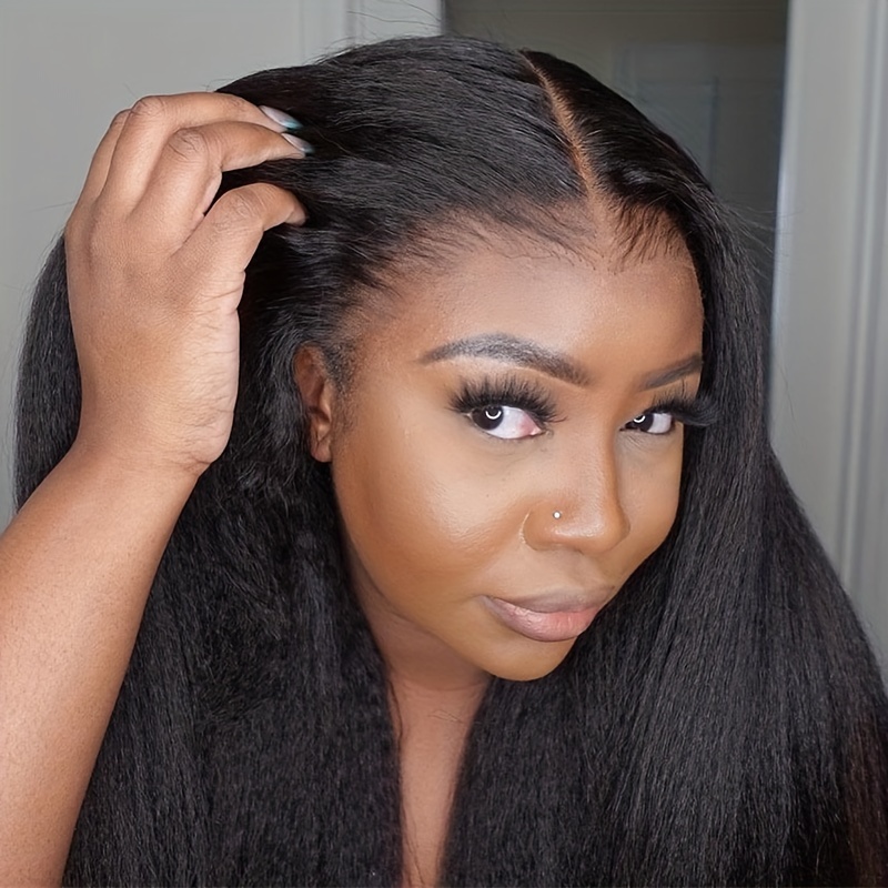 NEW Fitted Glueless 360 HD Lace Wig Kinky Straight With Kinky Edges &  Invisible Band [HLW04]