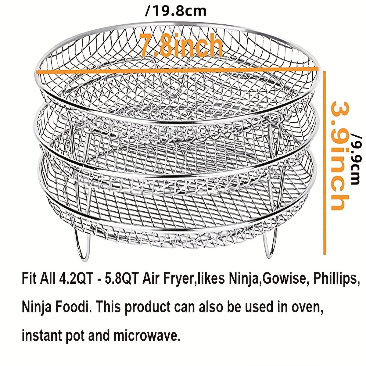 XL Air Fryer Accessories-Air Fryer Three Stackable Racks for Gowise  Phillips USA Cozyna Ninjia Airfryer,Air Fryer Rack Stainless Steel Fit all  4.2QT - 5.8QT air fryer,Oven,Pressure Cooker - Yahoo Shopping