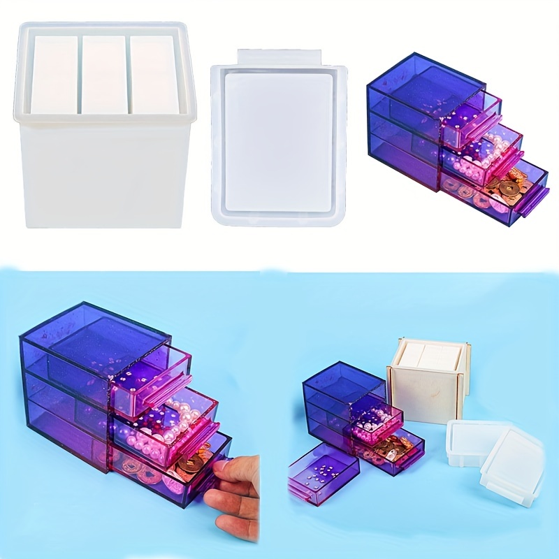 Diy Crystal Multi layer Storage Box Jenga Resin Mold Lid - Temu