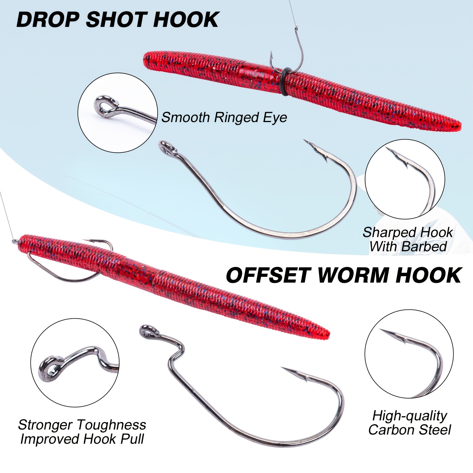 Fishing Hooks Worm Hooks Bass Hooks Crank Hook 2x Senko - Temu