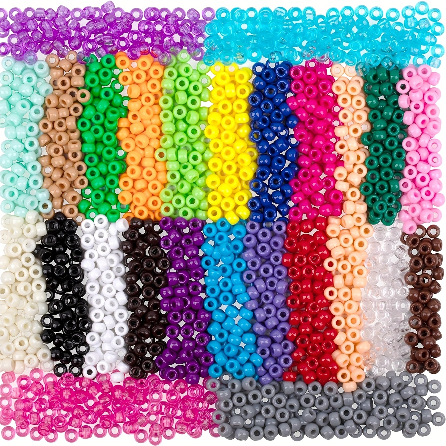 MAKERSLAND 2600+pcs Faceted Beads Kit 18 Color Rainbow Opaque Plastic Beads  Multicolor Loose Spacer Pony Beads Bulk Elastic String for Bracelets