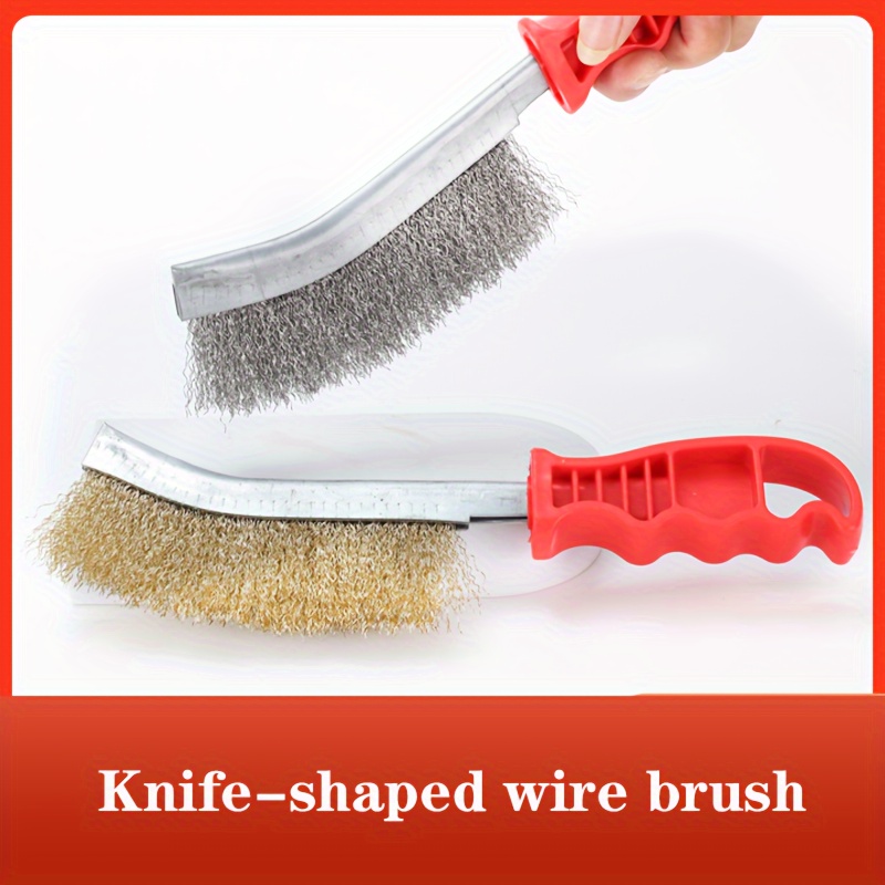 

1pc, Knife-shaped Steel Wire Brush, Heavy Duty Scrub Brush, Portable Home Kitchen Cleaning Tool, Rust Removal, , Descaling Sanding Wire Brush, Cleaning Supplies, Cleaning Tool