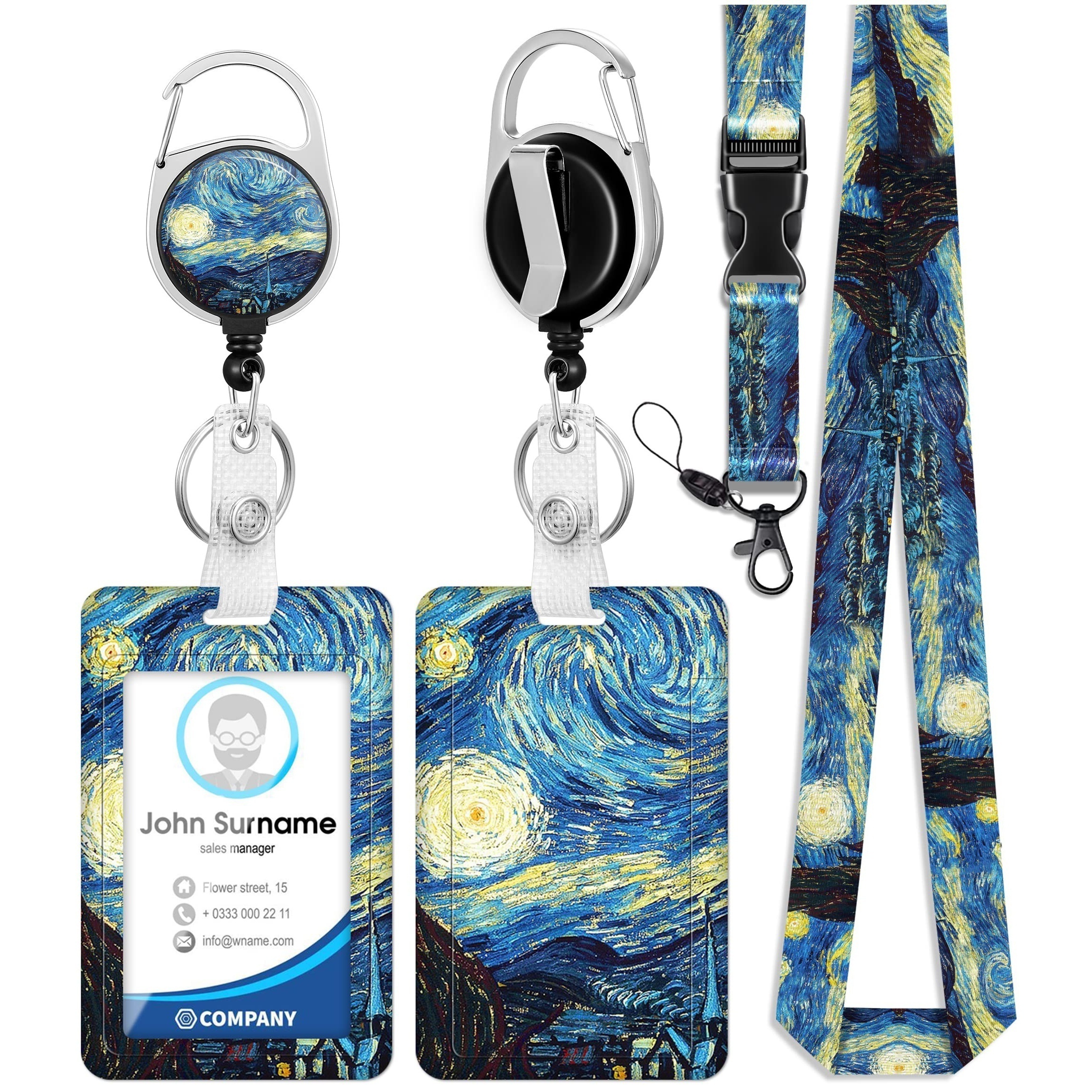 Colourful Retractable Id Holders With Clip, Badge Reels Holder Unique  Floral Design Lanyard Extending Cord