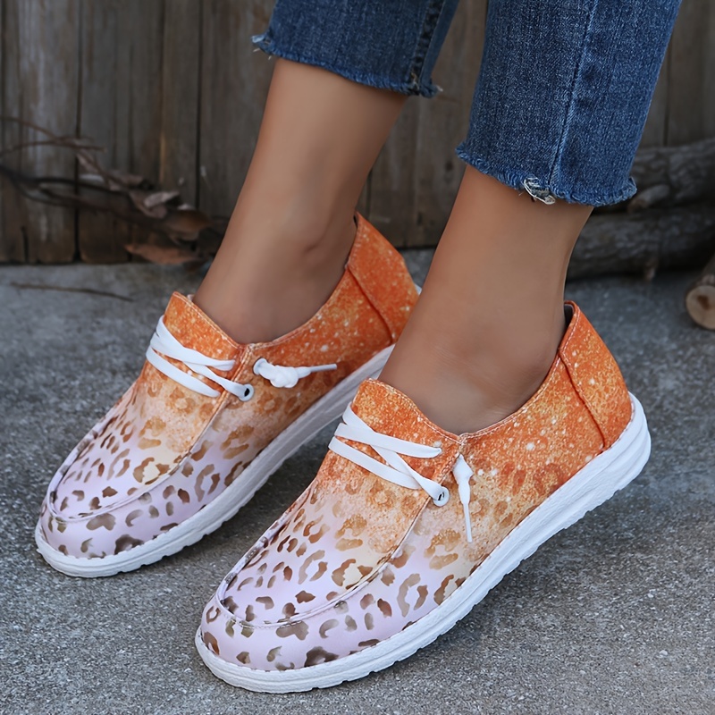 Orange and leopard print 2024 shoes