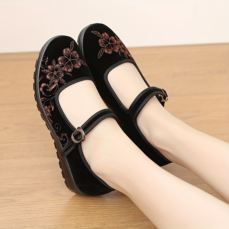 Женские туфли на плоской подошве с цветочным узором, туфли из старой пекинской ткани в китайском стиле, удобные туфли на плоской подошве с мягкой подошвой