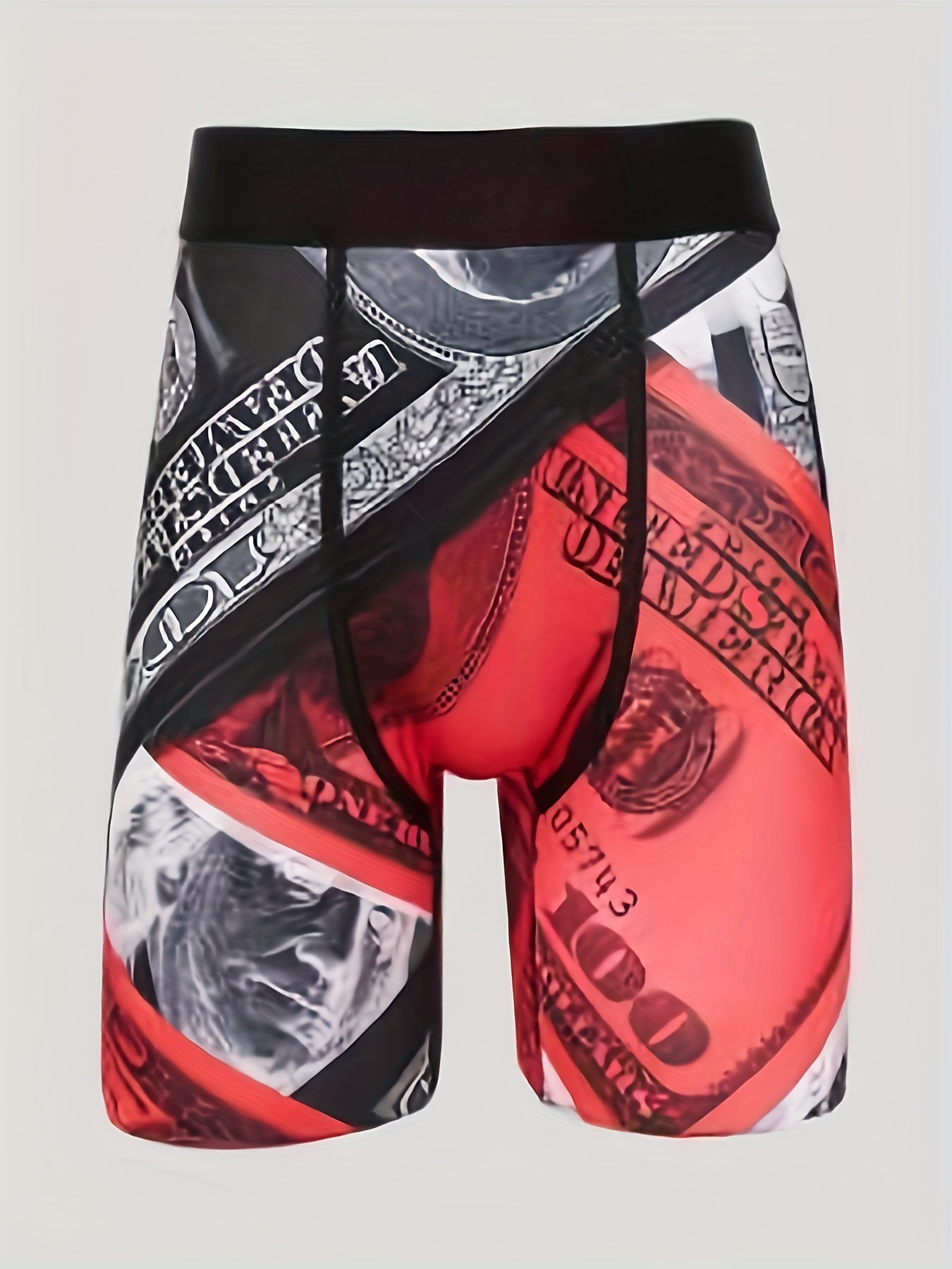 Men's Dollar Print Fashion Sexy Breathable Comfortable Long Boxers Briefs,  Men's Underwear