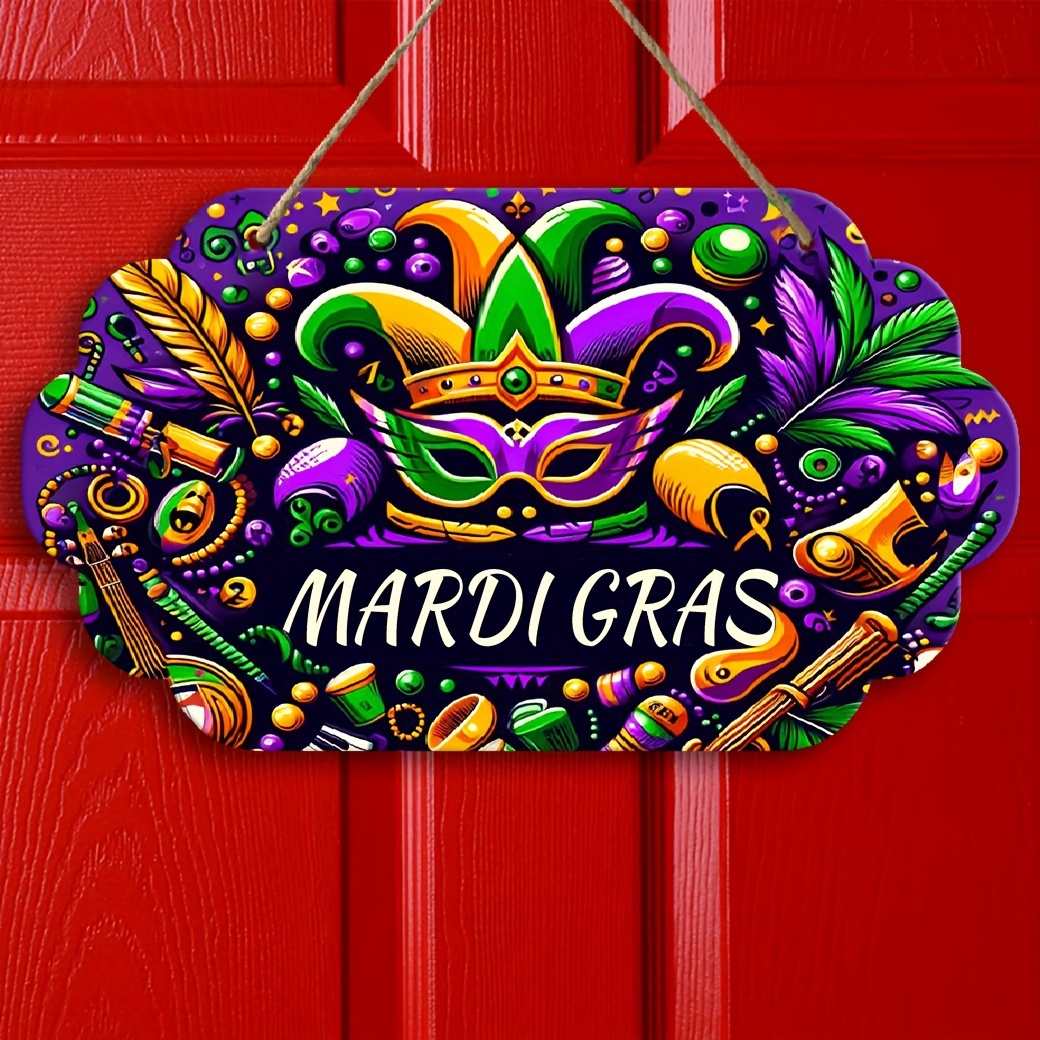1pc 'happy Mardi Gras'mardi Gras Decorations For Home Door Outdoor