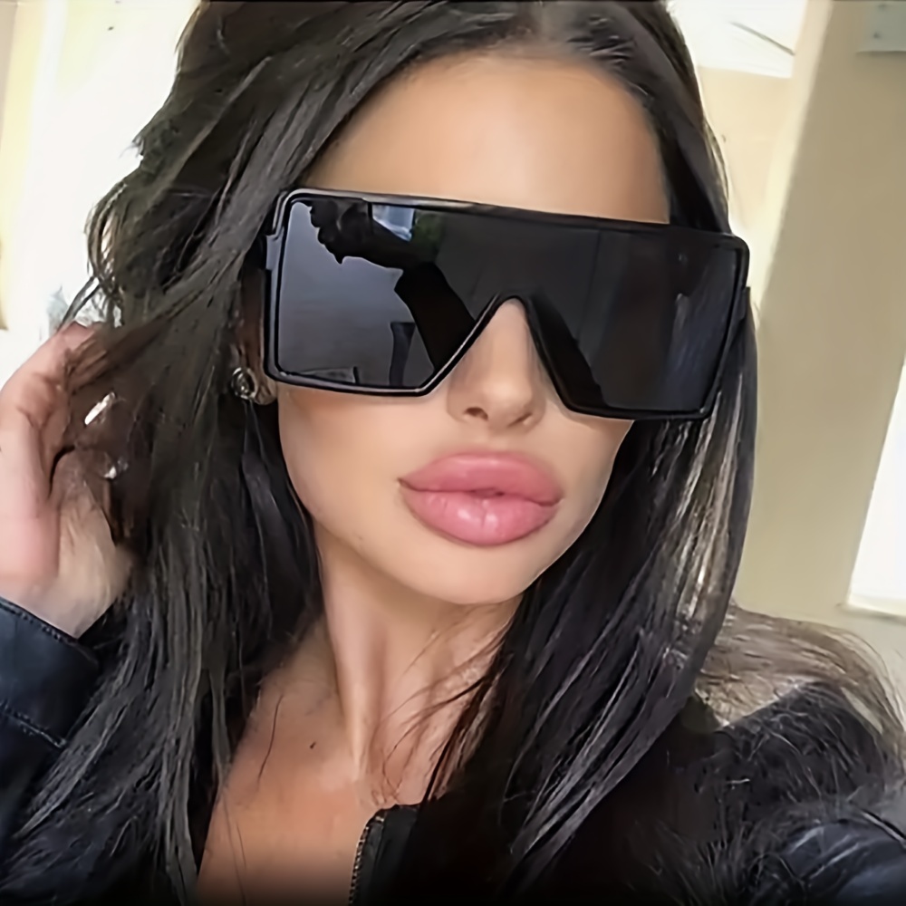 Y2K Oversized Square Sunglasses Mirror Lens UV400
