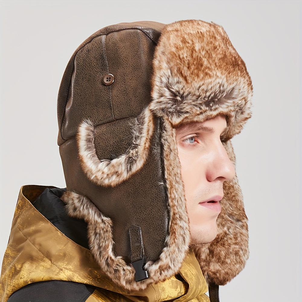 Mens leather best sale bomber hat