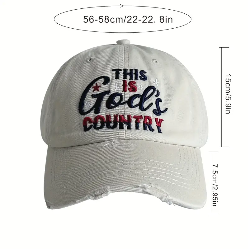 God's Country Embroidery Baseball Solid Color Ripped - Temu