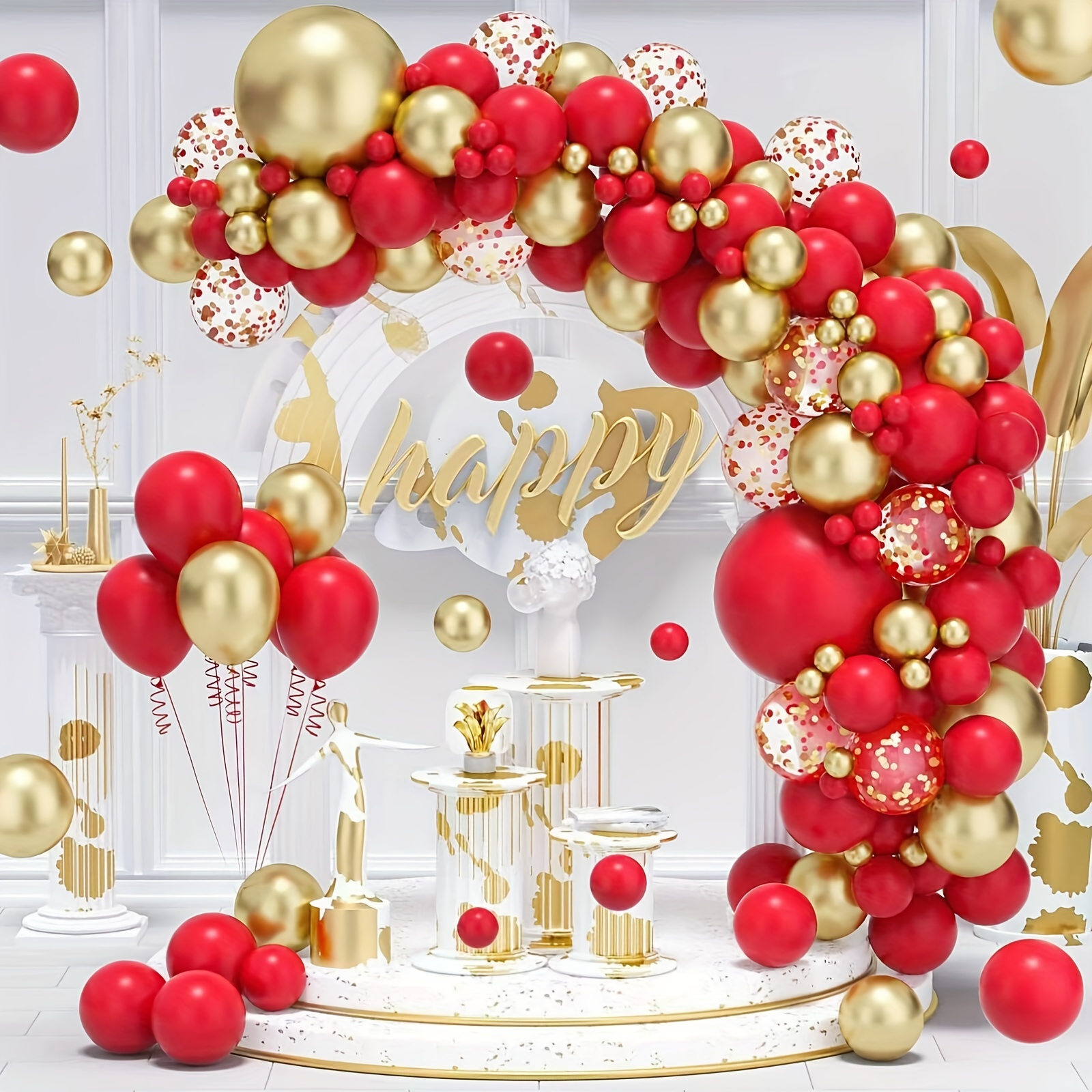 Juego Globos Dorados Rojos 112 Piezas, Adecuado Decoración Casa Arreglo  Escena. Bodas, Cumpleaños, Fiestas, Celebraciones Eventos, Envío Gratuito  Nuevos Usuarios
