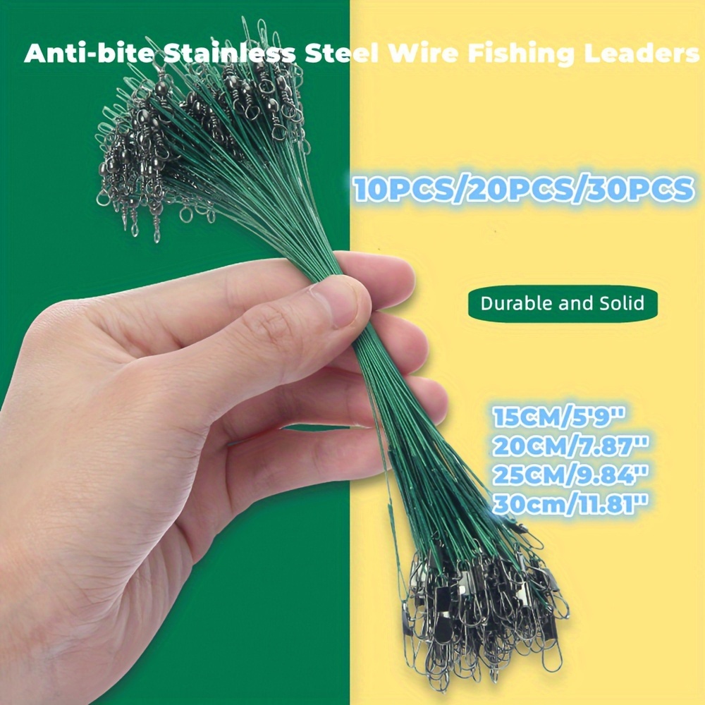 * 10/20/30pcs Fishing * Anti-bite Stainless Steel Wire * Fishing * Line  With Swivels For Saltwater And Freshwater