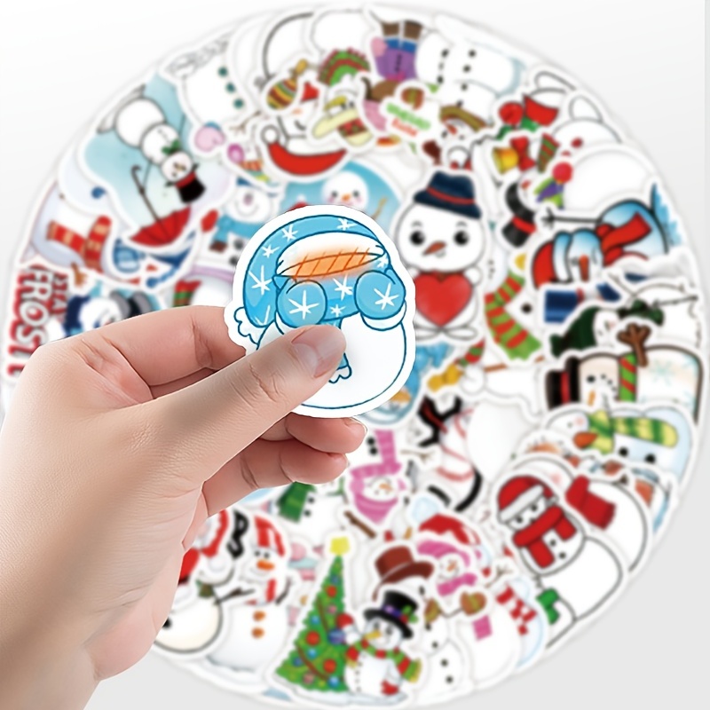 Cute Christmas Snowman Doodle Waterproof Sticker Diy - Temu