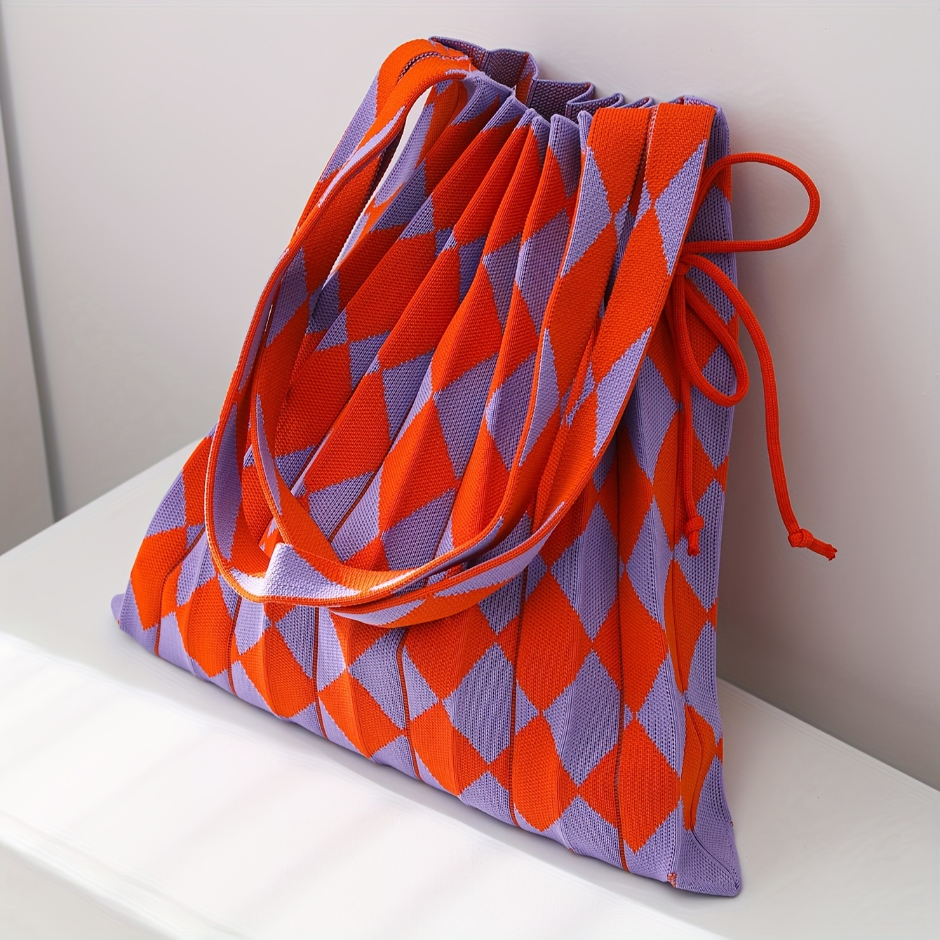 Cute Cartoon Flower Knitted Bag, Aesthetic Y2k Shoulder Bag