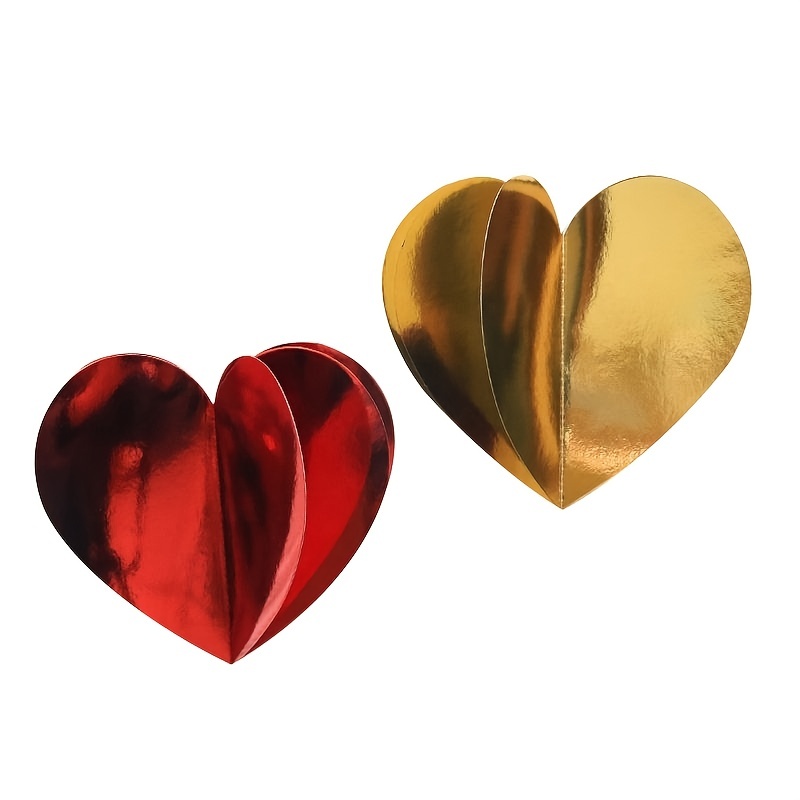 3d Red Golden Heart Foil Hanging String Decoration Perfect - Temu