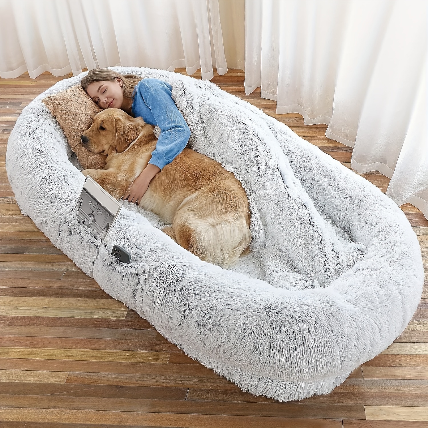 ペット用品ペットベッド 多機能犬ベッドふわふわ暖かい取外し可能 ...