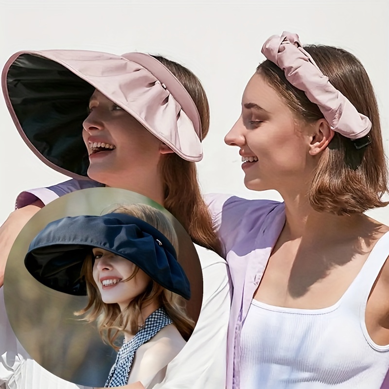 Women's Foldable Sun Visor with Wide Brim for Beach and Outdoor Activities  - UV Protection and Scallop Design